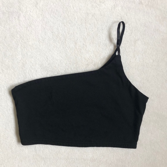 Princess Polly Tops - Princess Polly Black One Strap Crop Tank Top